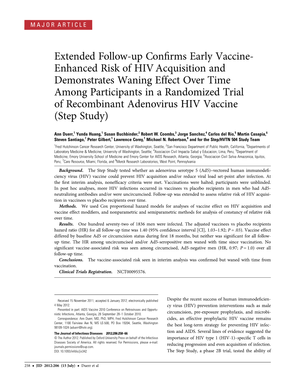 Extended Follow-Up Confirms Early Vaccine- Enhanced Risk of HIV