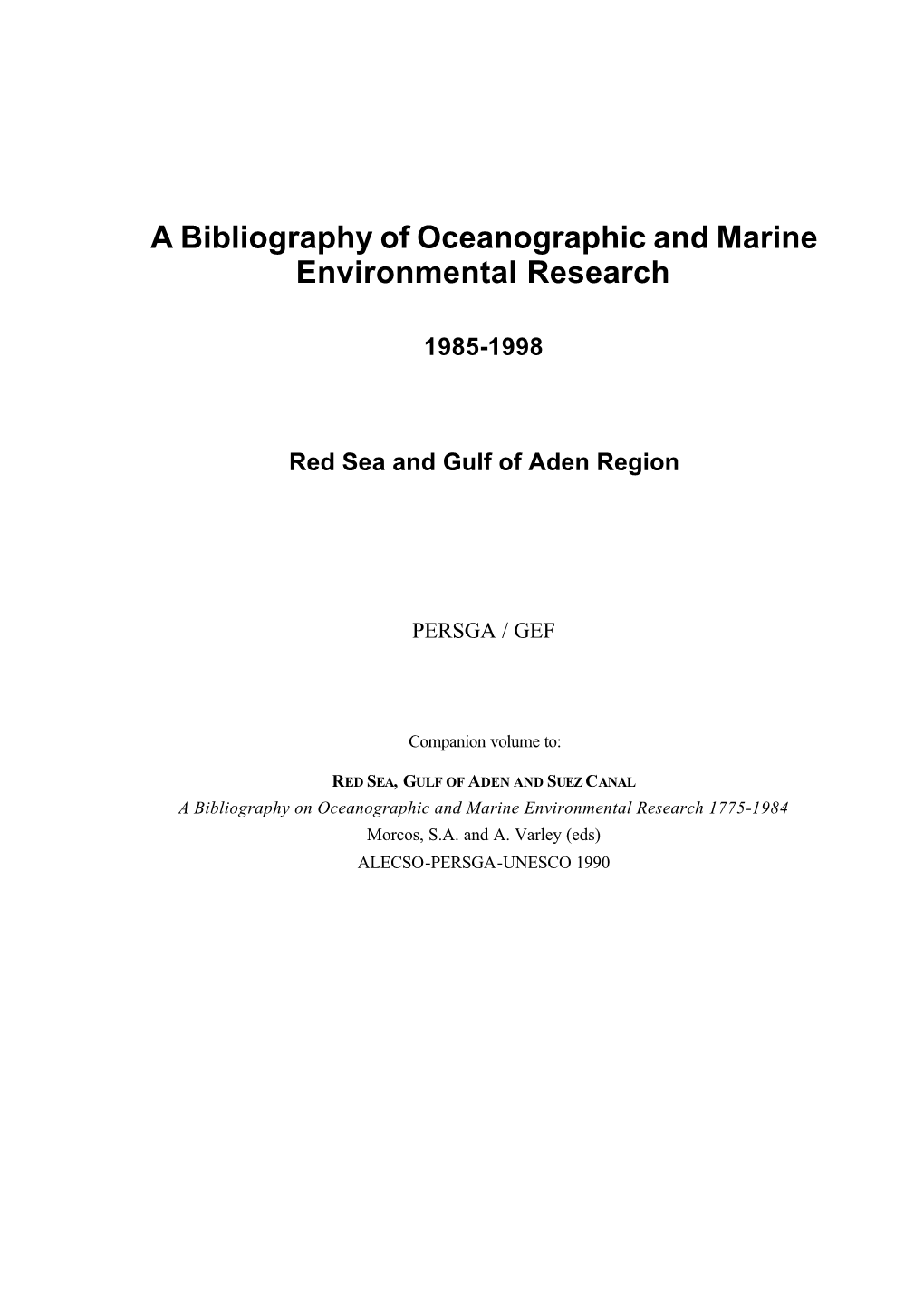 A Bibliography of Oceanographic and Marine Environmental Research