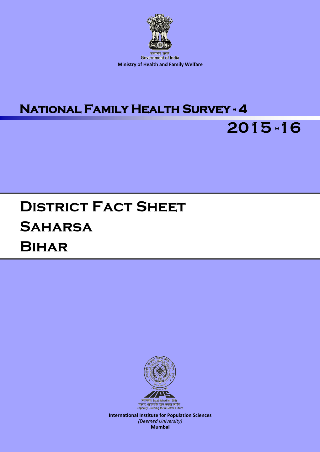 District Fact Sheet Saharsa Bihar