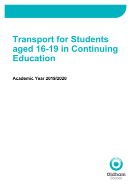 Transport for Students Aged 16-19 in Continuing Education