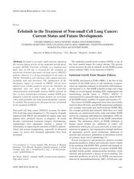 Erlotinib in the Treatment of Non-Small Cell Lung Cancer: Current Status and Future Developments