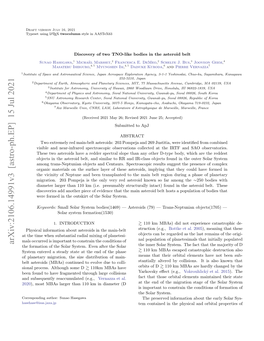 Arxiv:2106.14991V3 [Astro-Ph.EP] 15 Jul 2021