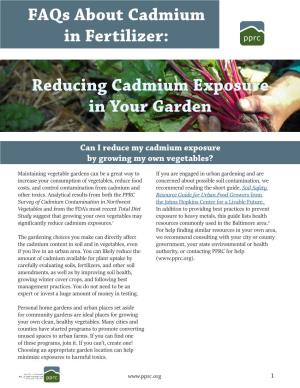 Reducing Cadmium Exposure in Your Garden Faqs About Cadmium In