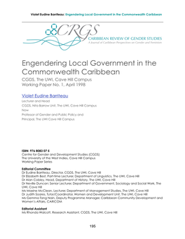 Engendering Local Government in the Commonwealth Caribbean