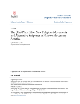 The (Un) Plain Bible: New Religious Movements and Alternative