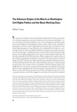 The Unknown Origins of the March on Washington: Civil Rights Politics and the Black Working Class