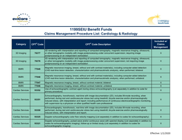 1199SEIU Benefit Funds Cardiology & Radiology Code List