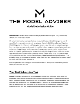 Model Submission Guide Your First Submission Tips