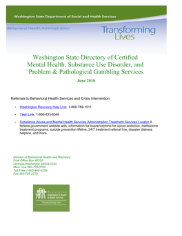 Directory of Certified Behavioral Health Agencies