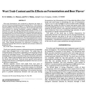 Wort Trub Content and Its Effects on Fermentation and Beer Flavor1