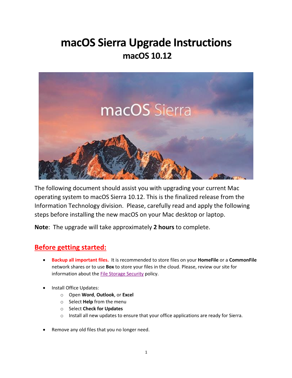 Macos Sierra Upgrade Instructions Macos 10.12