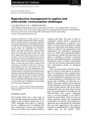Reproductive Management in Captive and Wild Canids: Contraception Challenges S