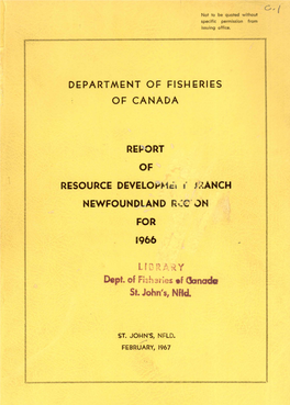Department of Fisheries of Canada Re1-Ort Of