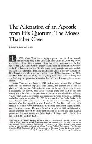 The Moses Thatcher Case