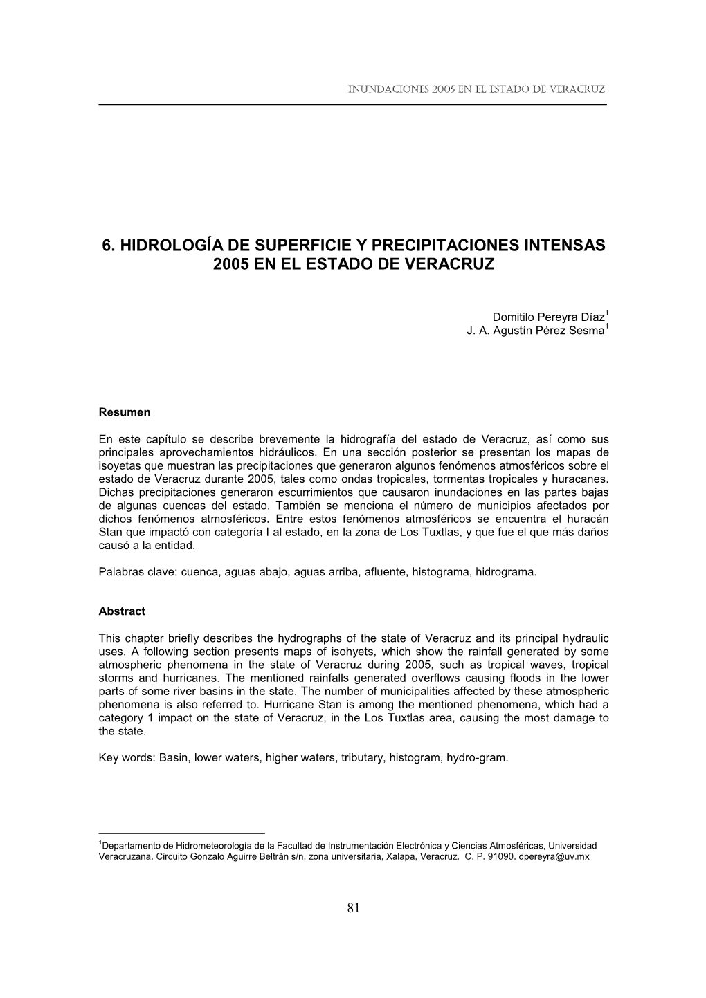 6. Hidrología De Superficie Y Precipitaciones Intensas 2005 En El Estado De Veracruz