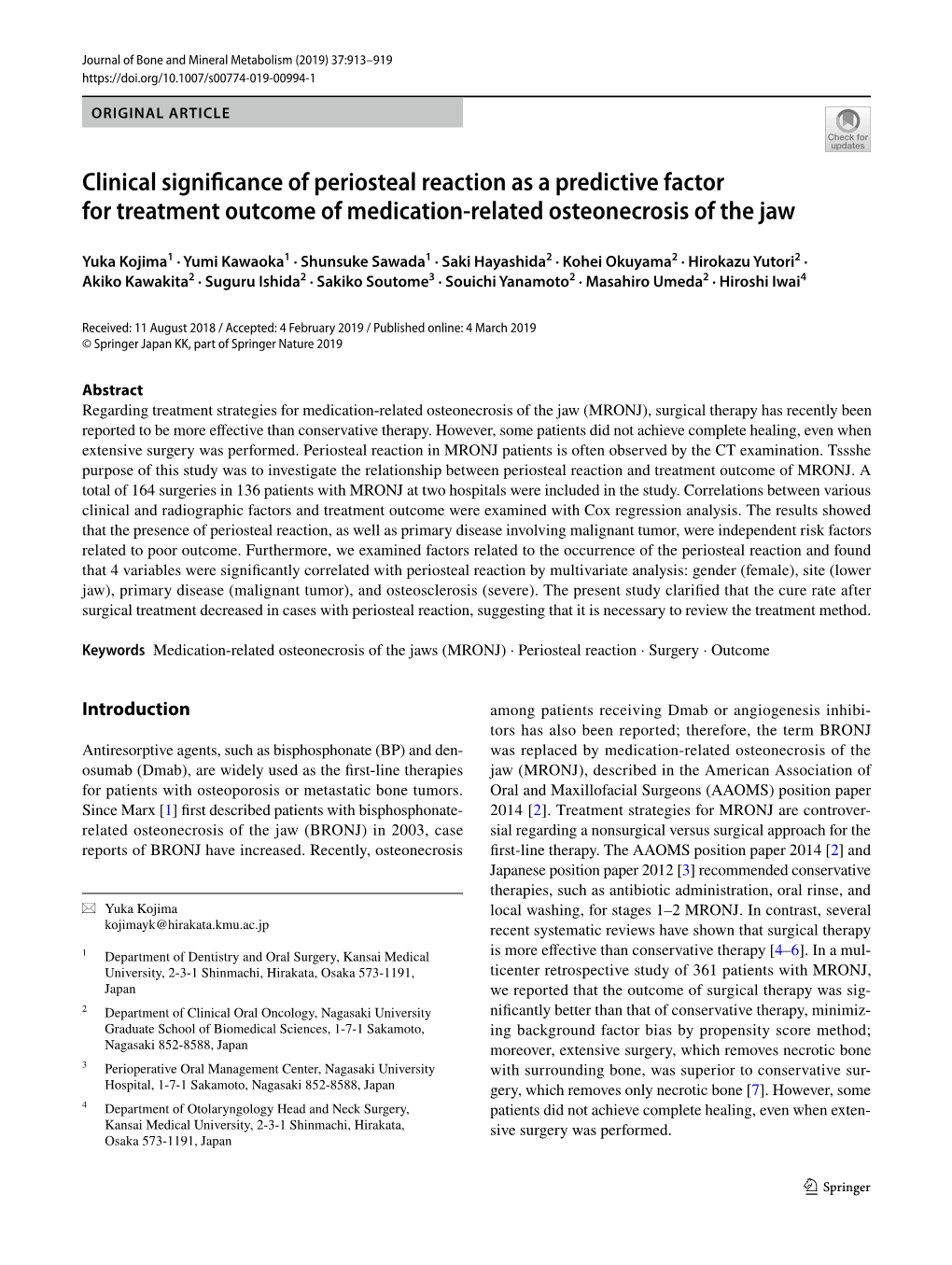 Clinical Significance of Periosteal Reaction As a Predictive Factor For