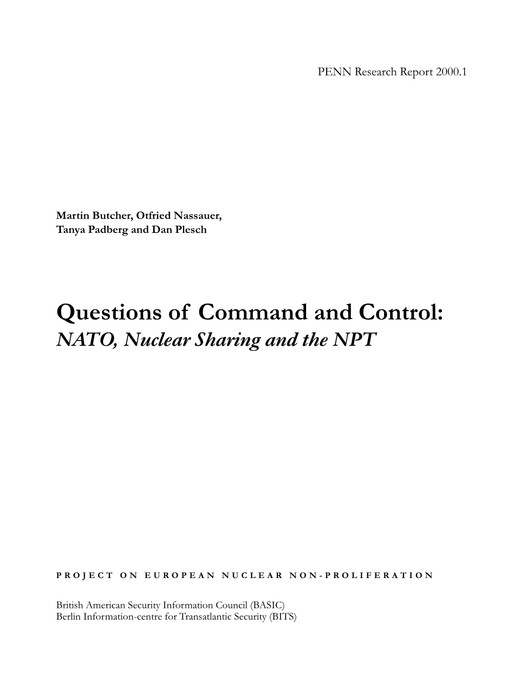 Questions of Command and Control: NATO, Nuclear Sharing and the NPT