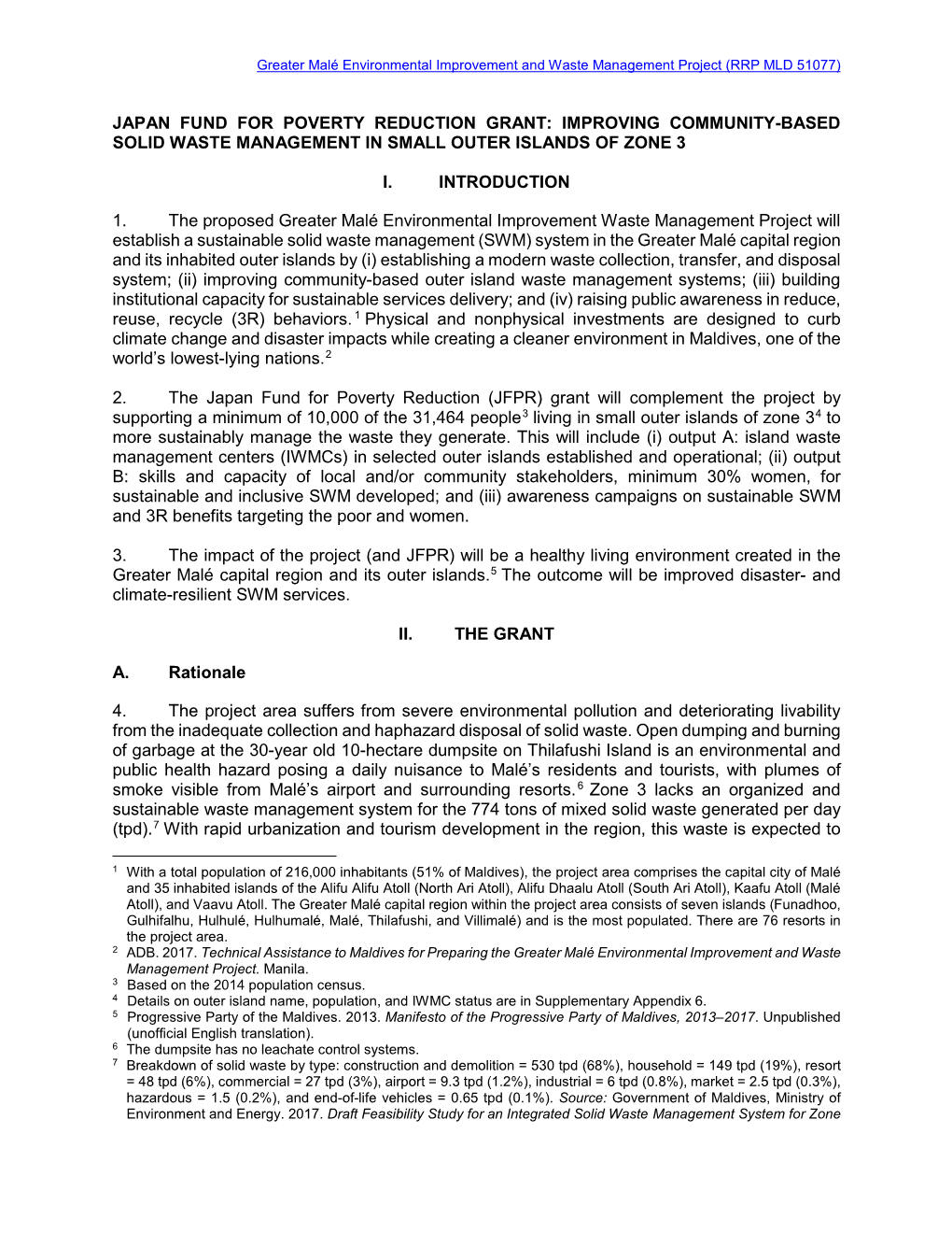 Japan Fund for Poverty Reduction Grant: Improving Community-Based Solid Waste Management in Small Outer Islands of Zone 3