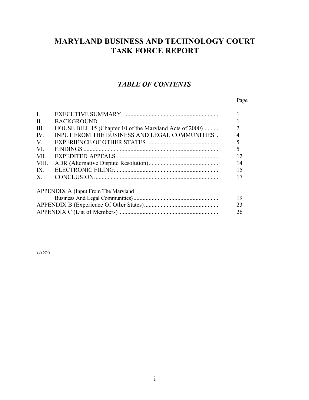 Maryland Business and Technology Court Task Force Report