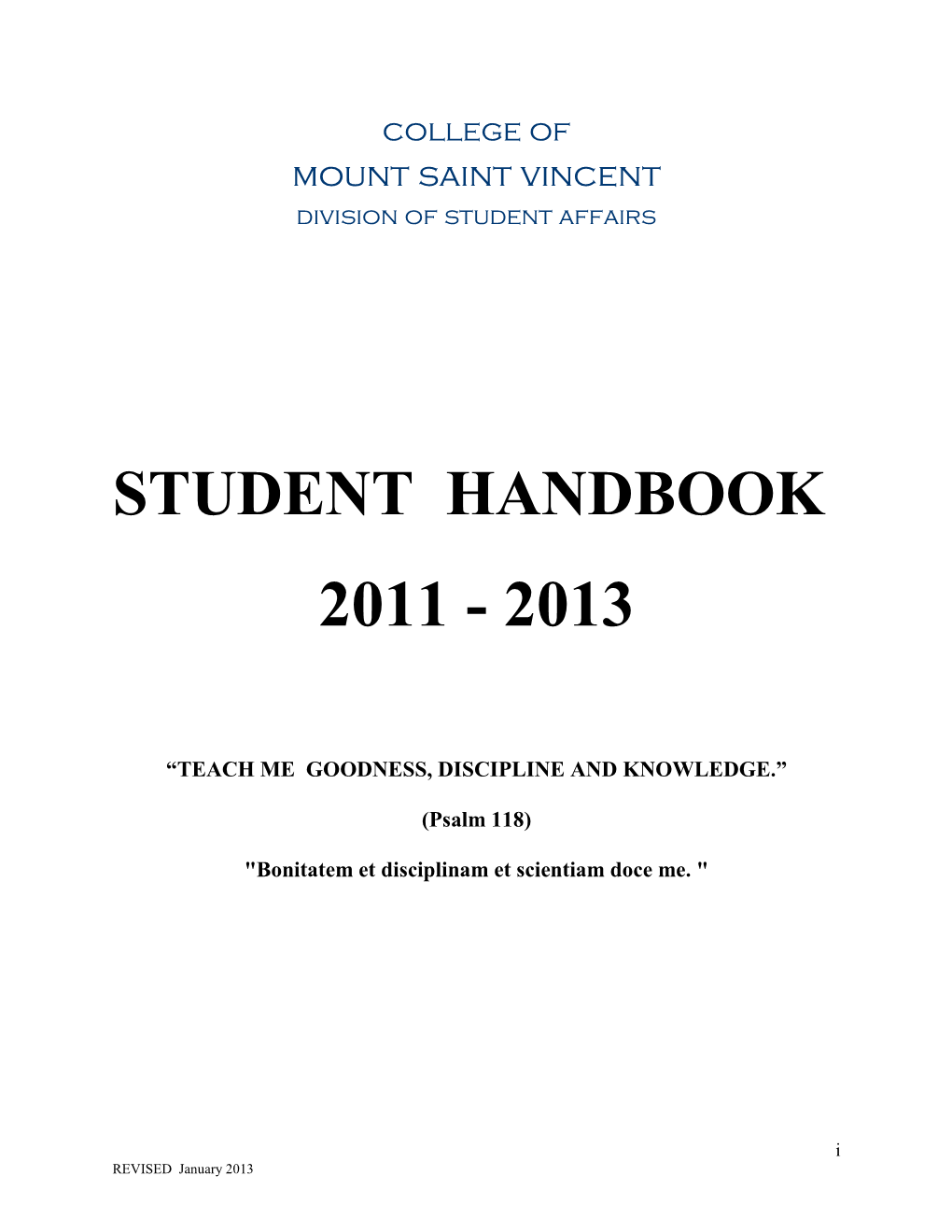 Student Handbook 2011 - 2013