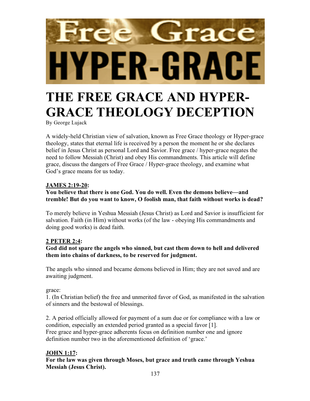 31. the Free Grace and Hyper-Grace Theology Deception