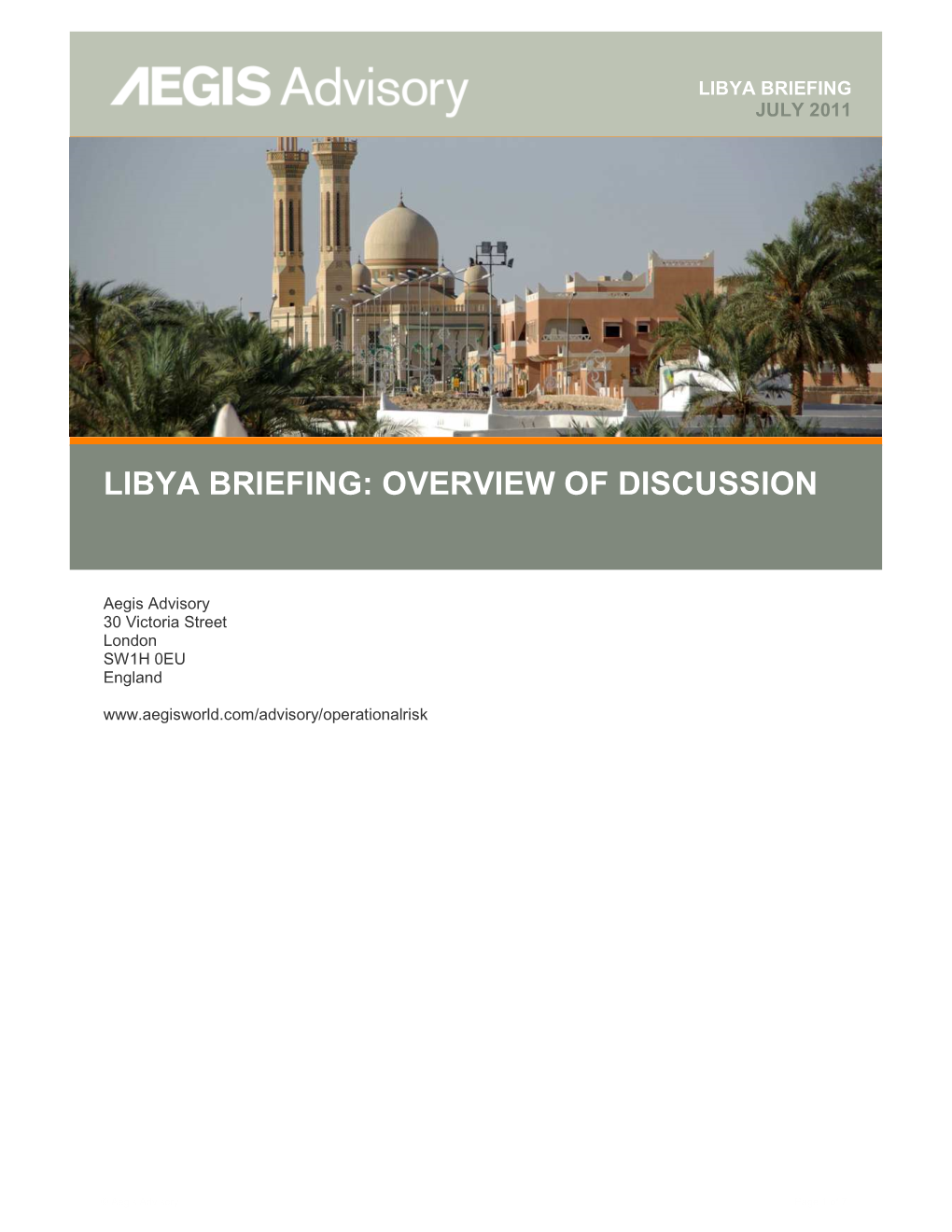 Libya Briefing Overview of Discussion 150711