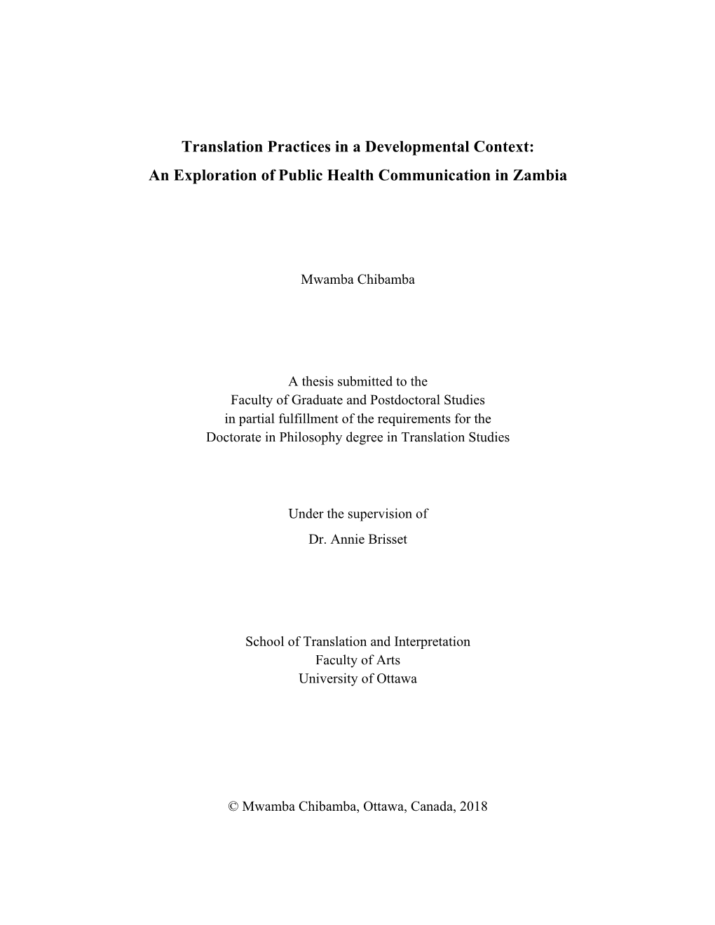 Translation Practices in a Developmental Context: an Exploration of Public Health Communication in Zambia