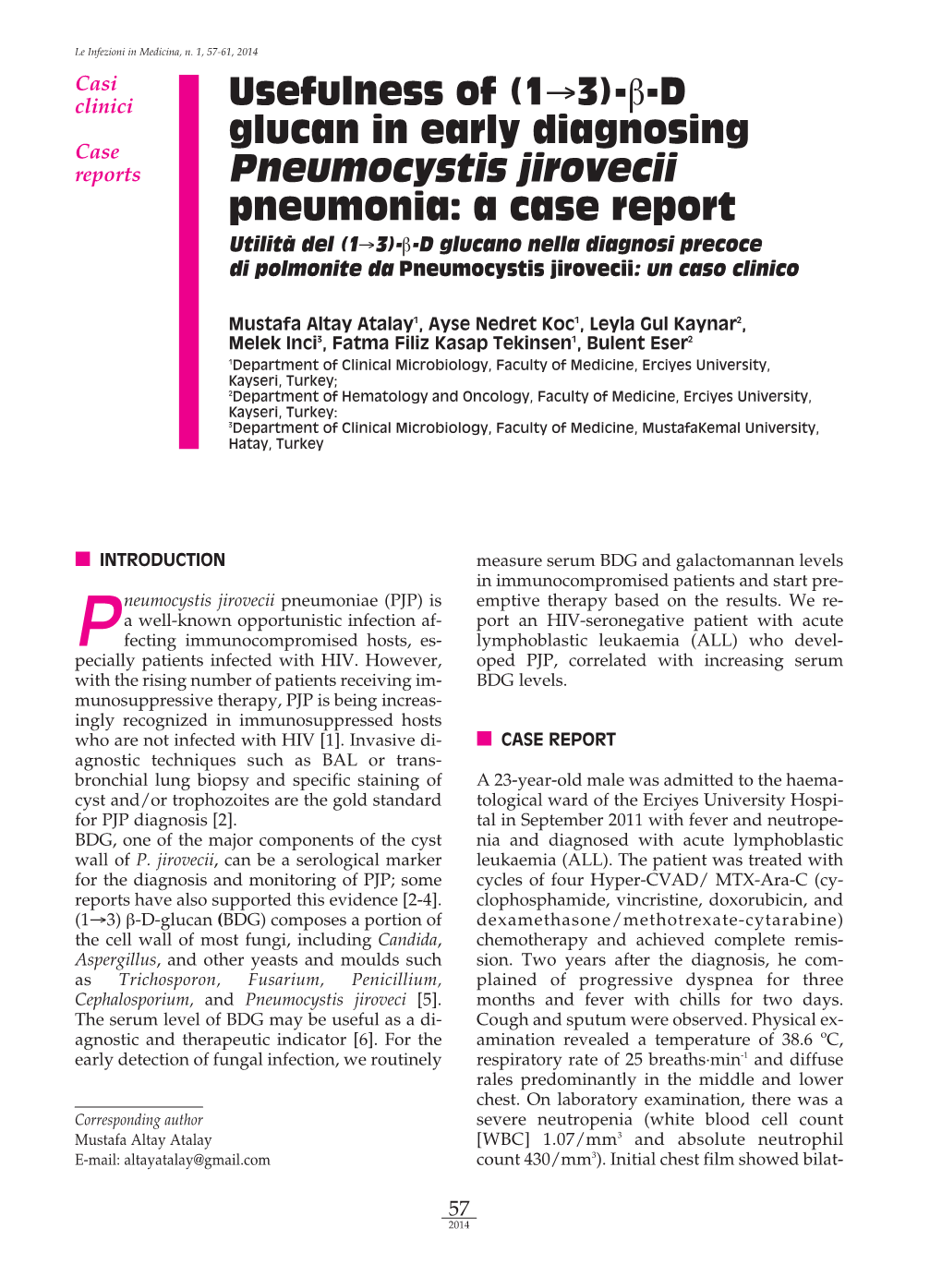 Β-D Glucan in Early Diagnosing Pneumocystis Jirovecii Pneumonia