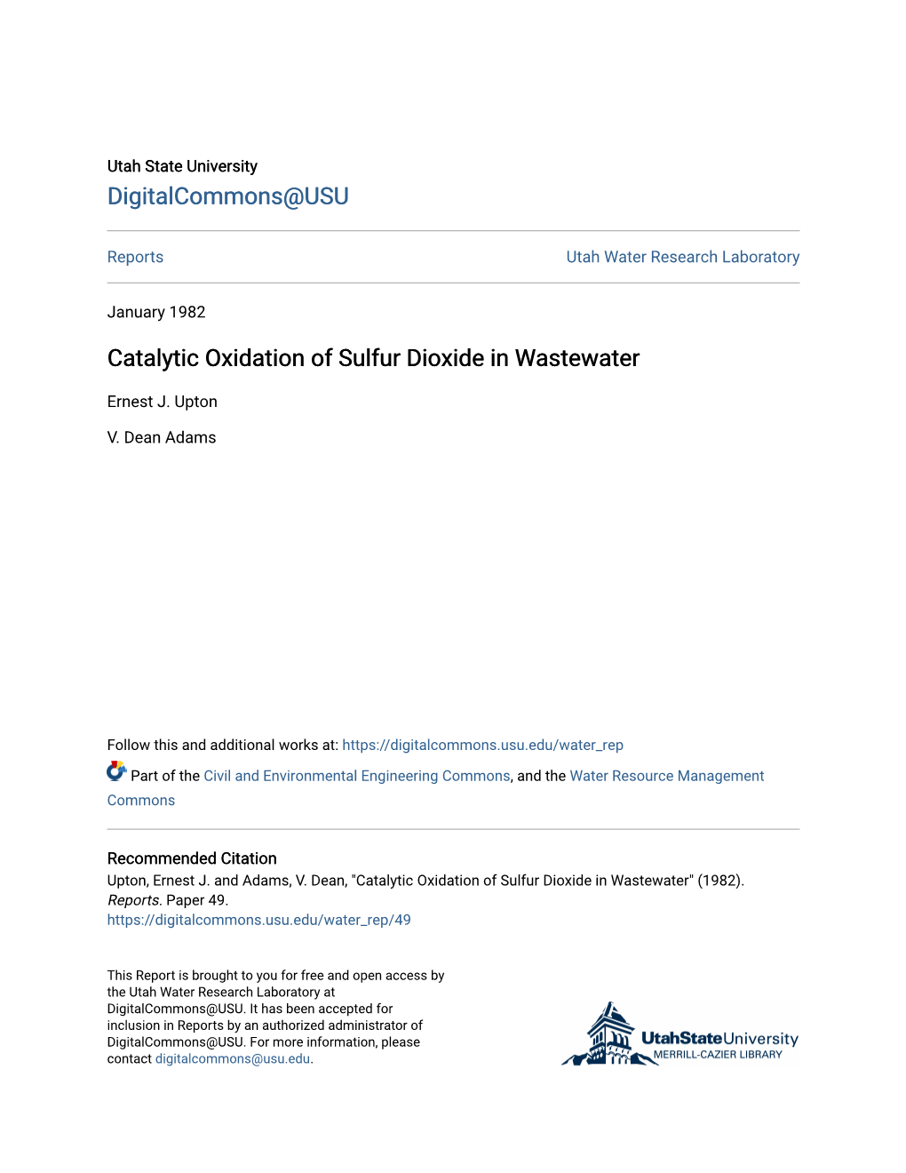 Catalytic Oxidation of Sulfur Dioxide in Wastewater