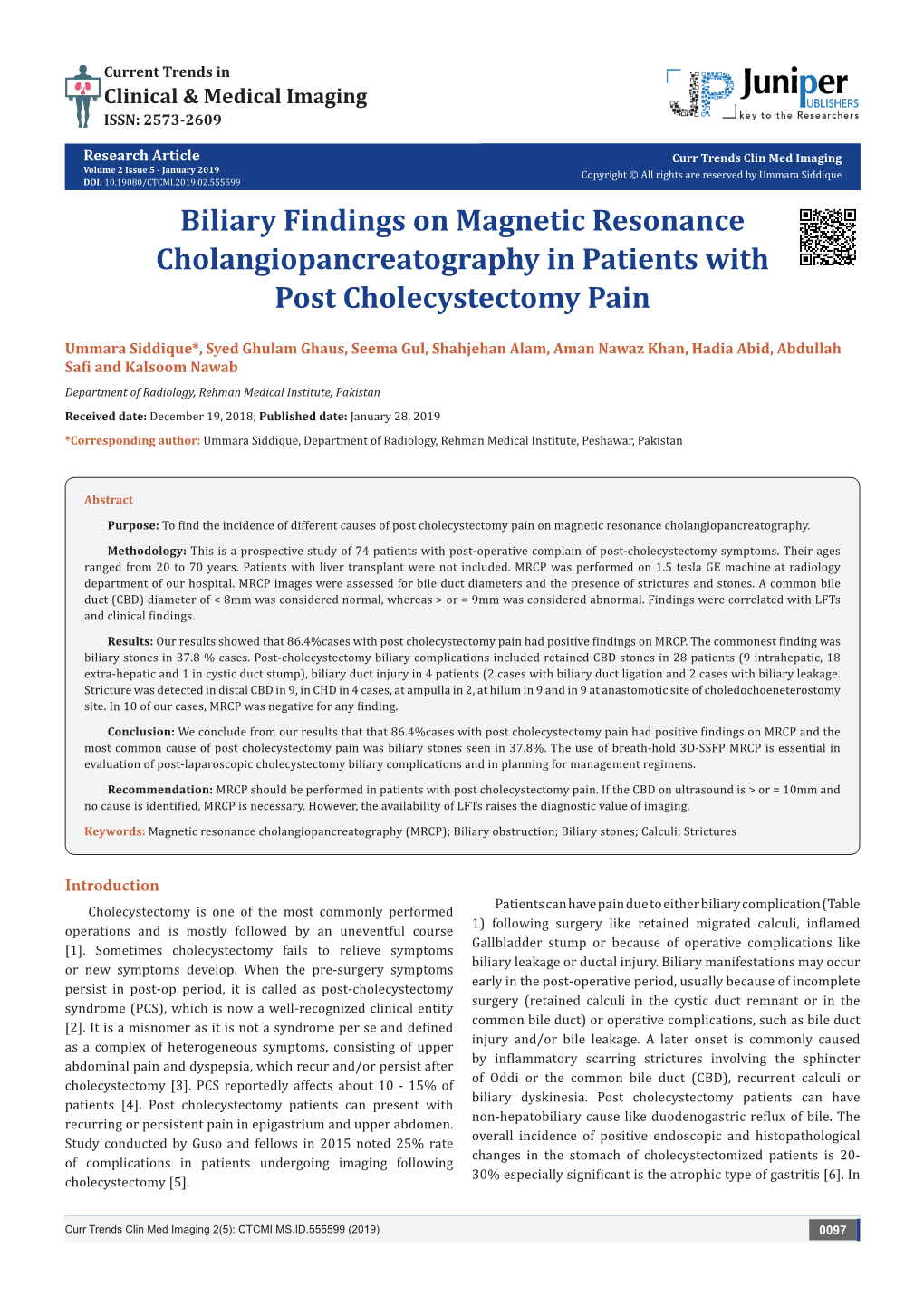 Biliary Findings on Magnetic Resonance Cholangiopancreatography in Patients with Post Cholecystectomy Pain