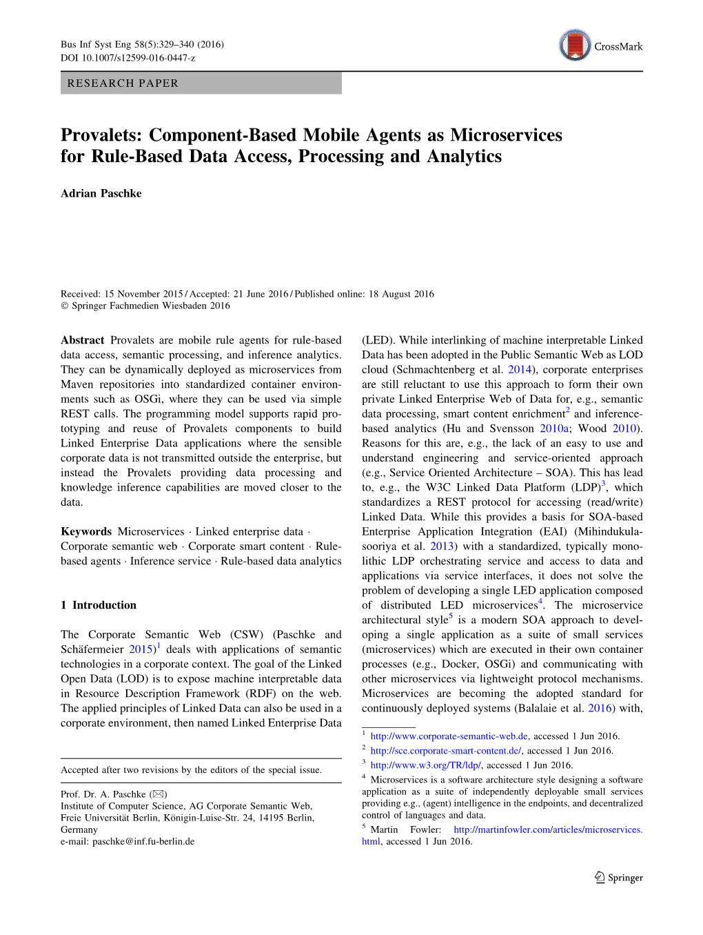 Provalets: Component-Based Mobile Agents As Microservices for Rule-Based Data Access, Processing and Analytics