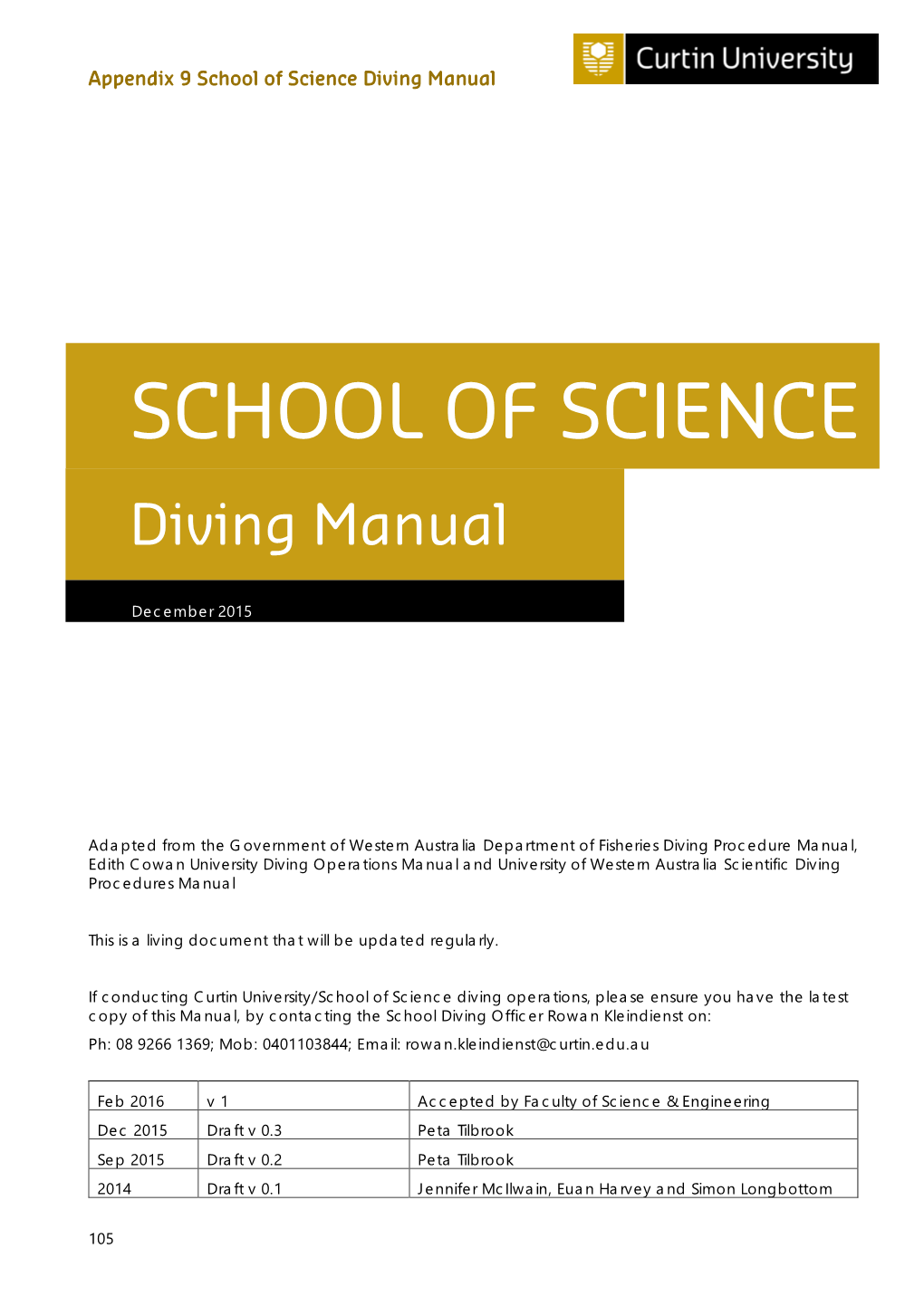 School of Science Diving Manual