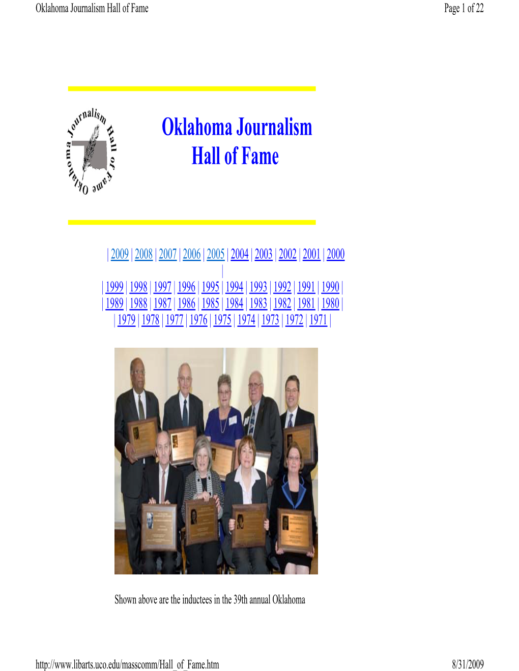 Oklahoma Journalism Hall of Fame Page 1 of 22