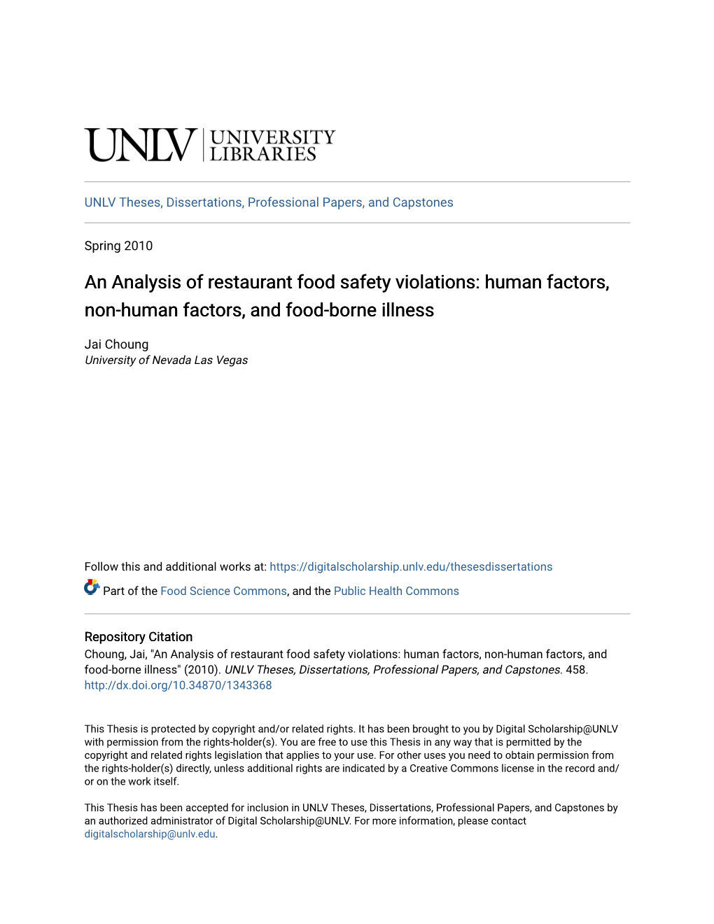 An Analysis of Restaurant Food Safety Violations: Human Factors, Non-Human Factors, and Food-Borne Illness