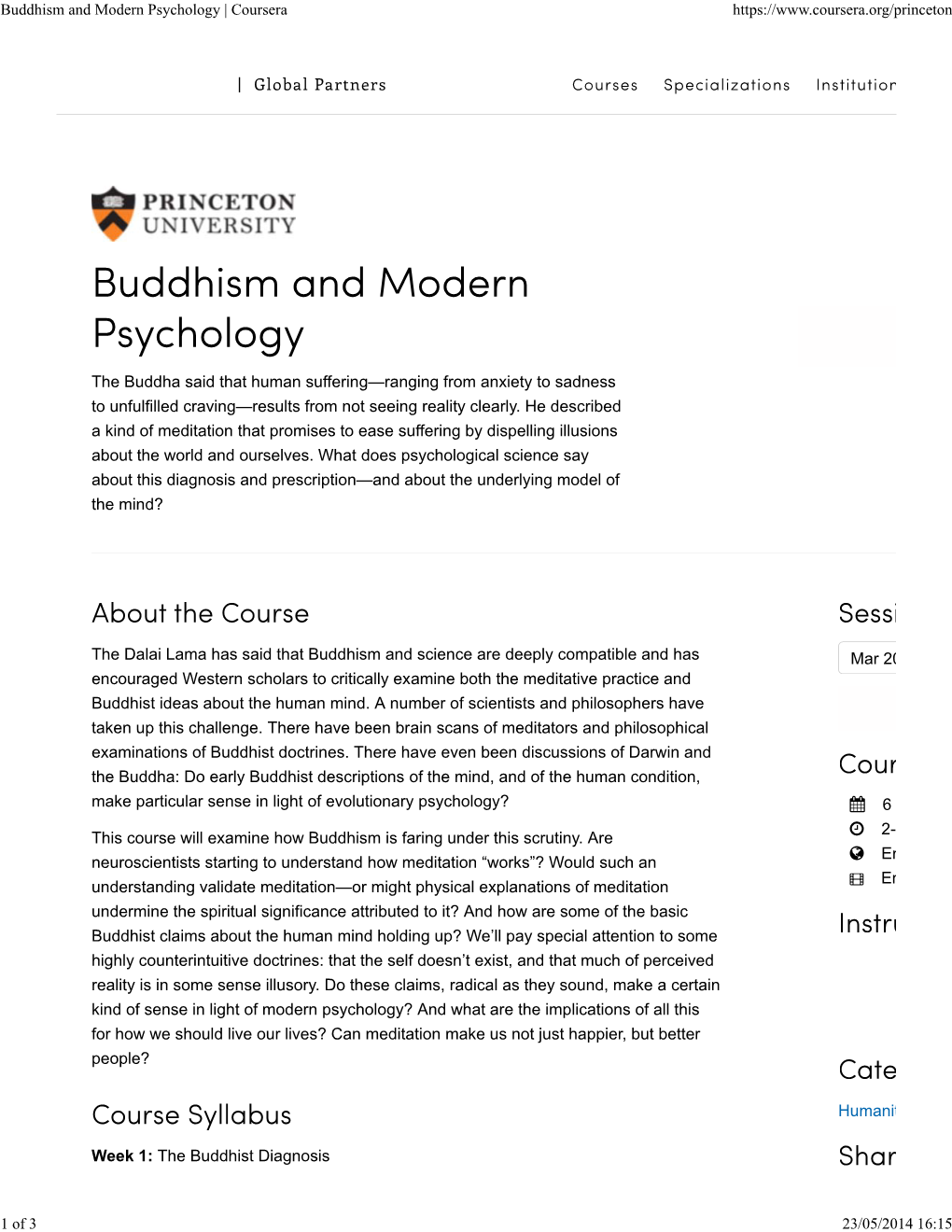 Buddhism and Modern Psychology | Coursera