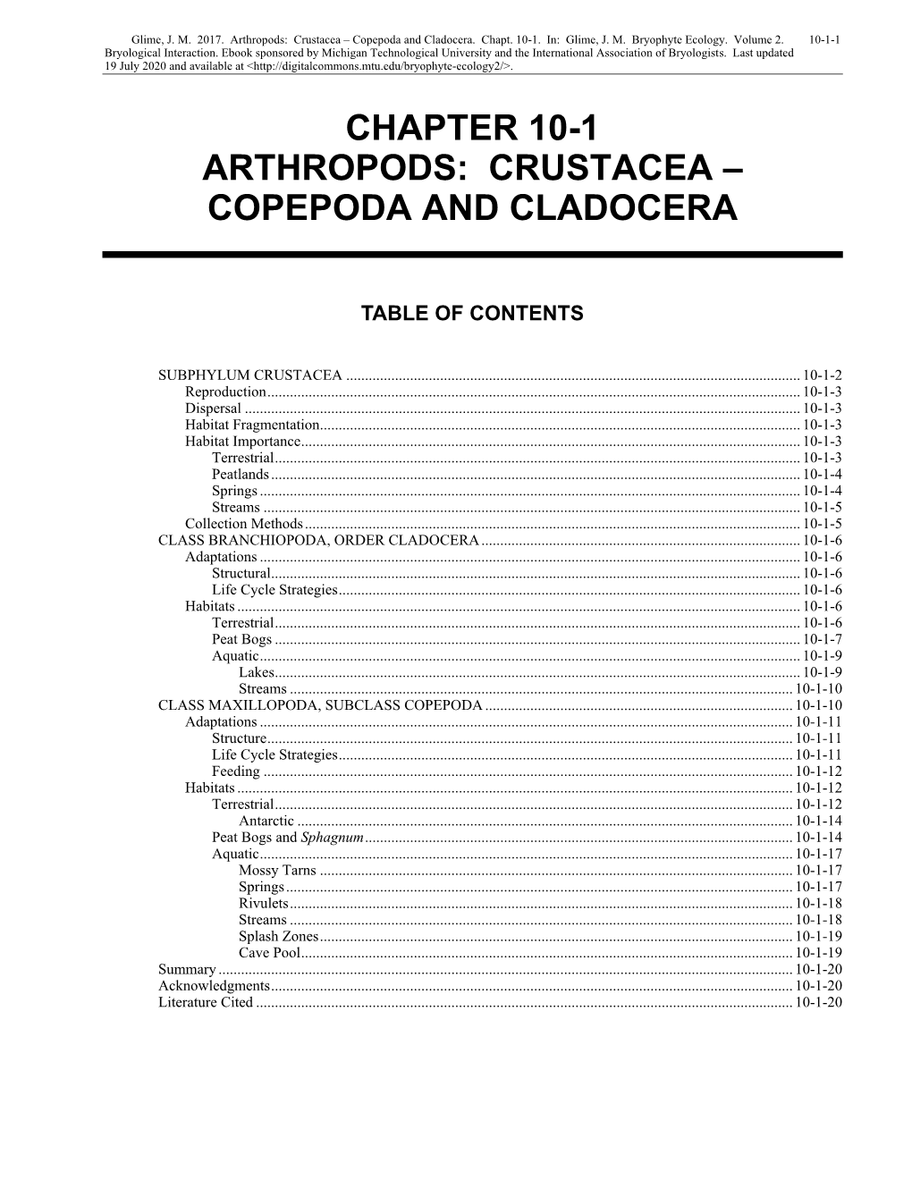 Arthropods: Crustacea – Copepoda and Cladocera