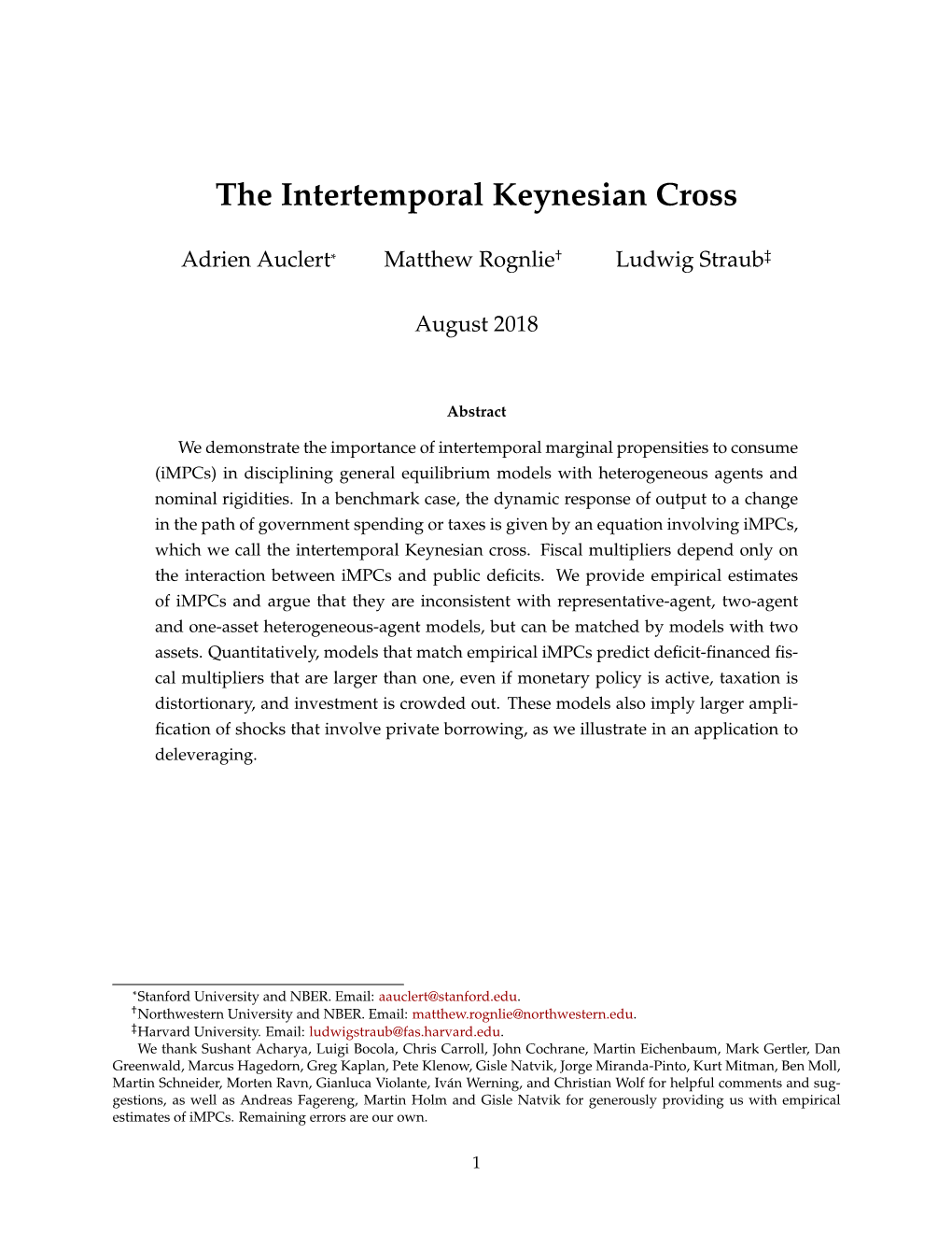 The Intertemporal Keynesian Cross