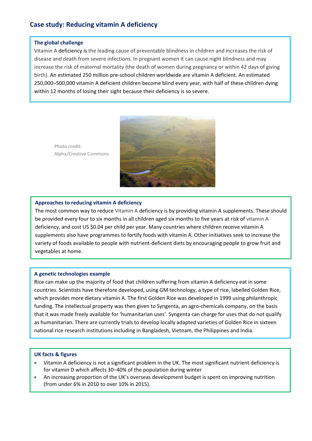 Case Study: Reducing Vitamin a Deficiency