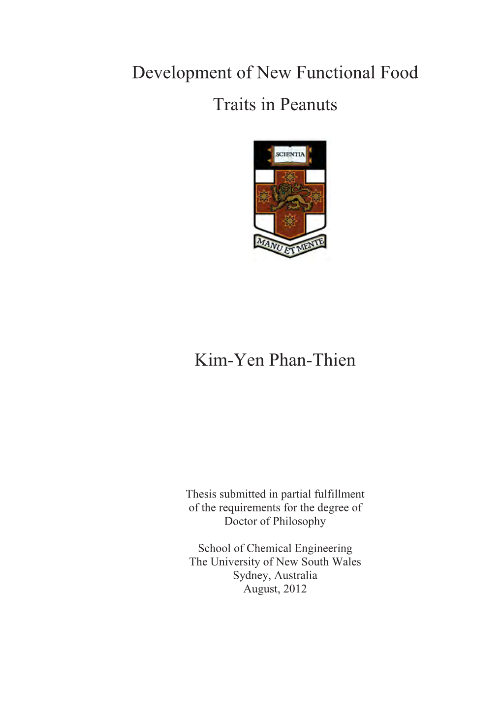 Development of New Functional Food Traits in Peanuts Kim-Yen Phan
