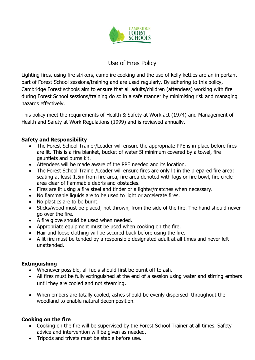 Use of Fires Policy and Procedure