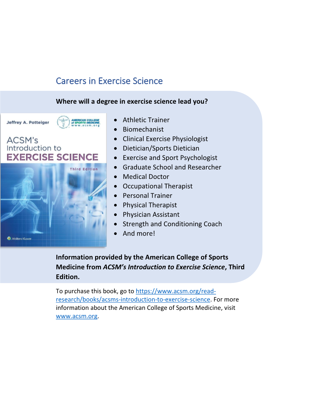 Careers in Exercise Science
