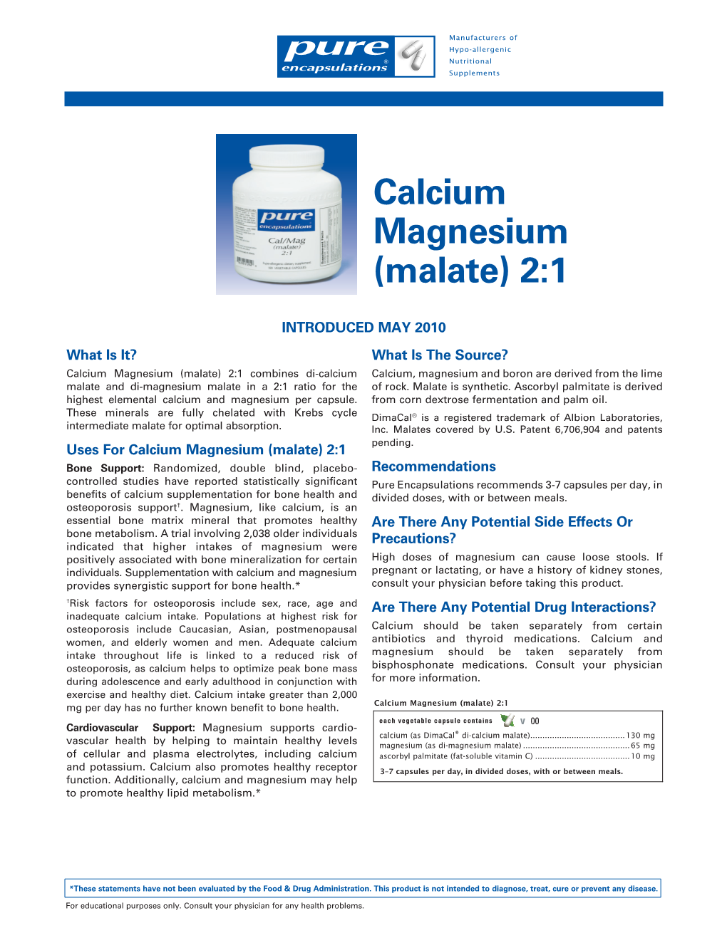 Calcium Magnesium (Malate) 2:1