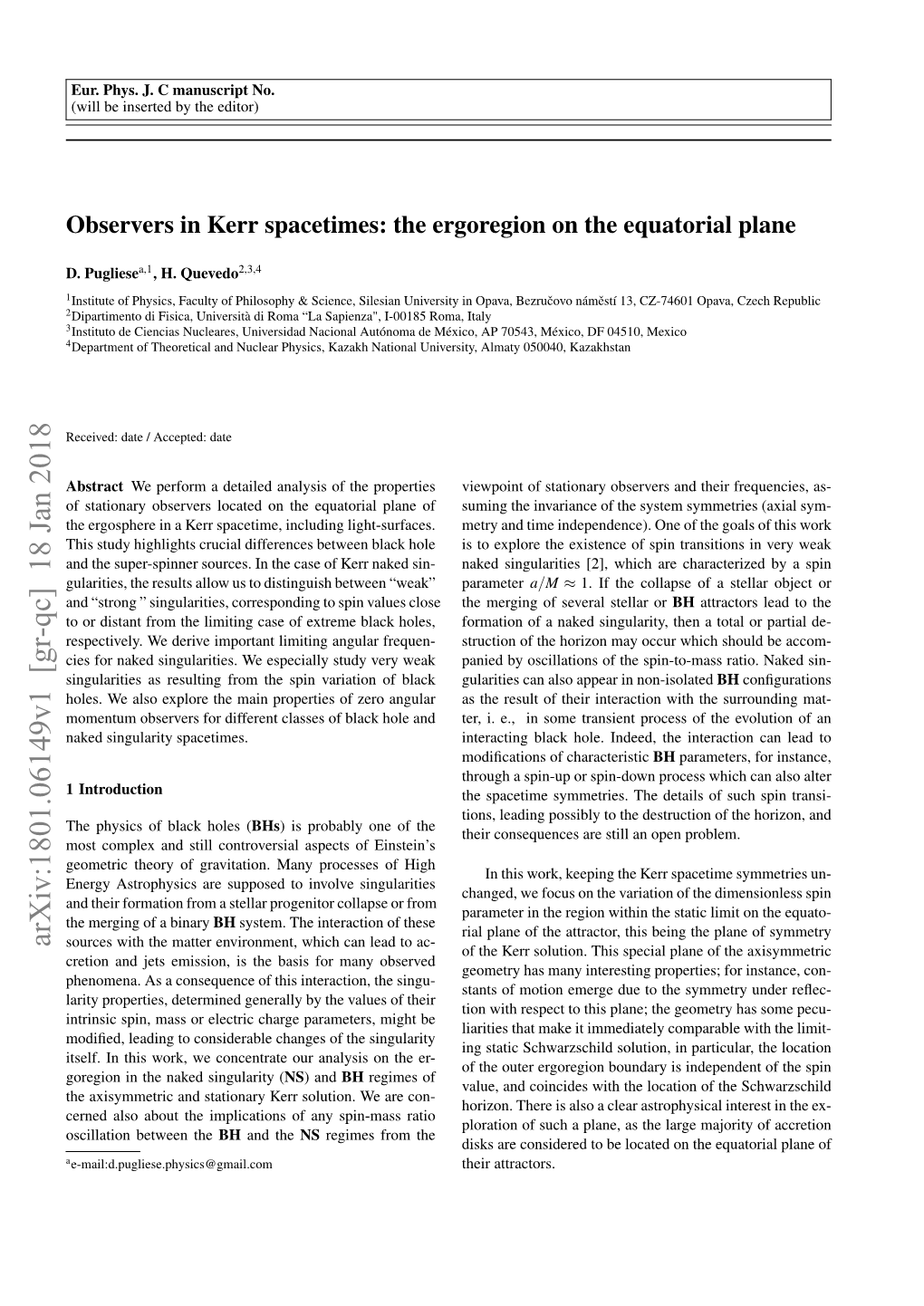 Observers in Kerr Spacetimes: the Ergoregion on the Equatorial Plane