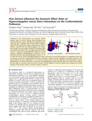 How Solvent Influences the Anomeric Effect: Roles of Hyperconjugative
