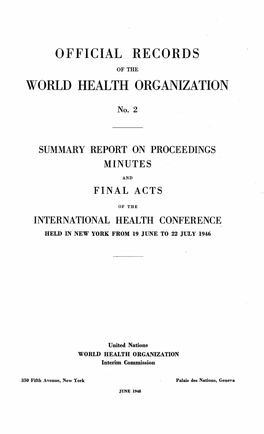 Official Records of the World Health Orgamzation