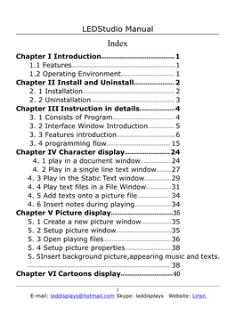 Ledstudio Manual Index Chapter I Introduction