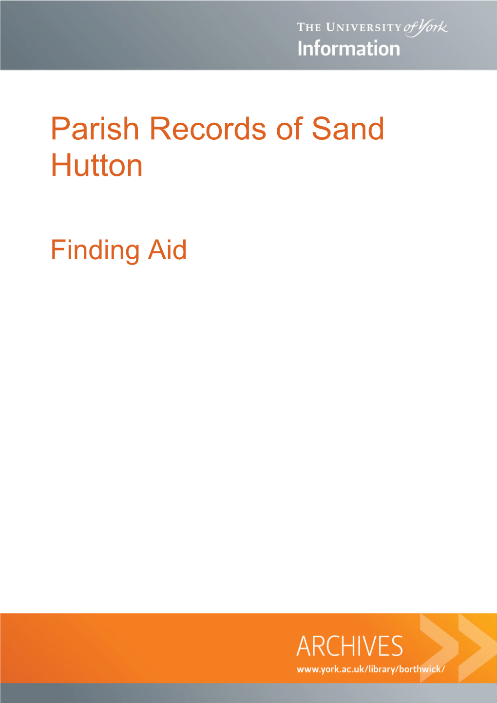 Parish Records of Sand Hutton