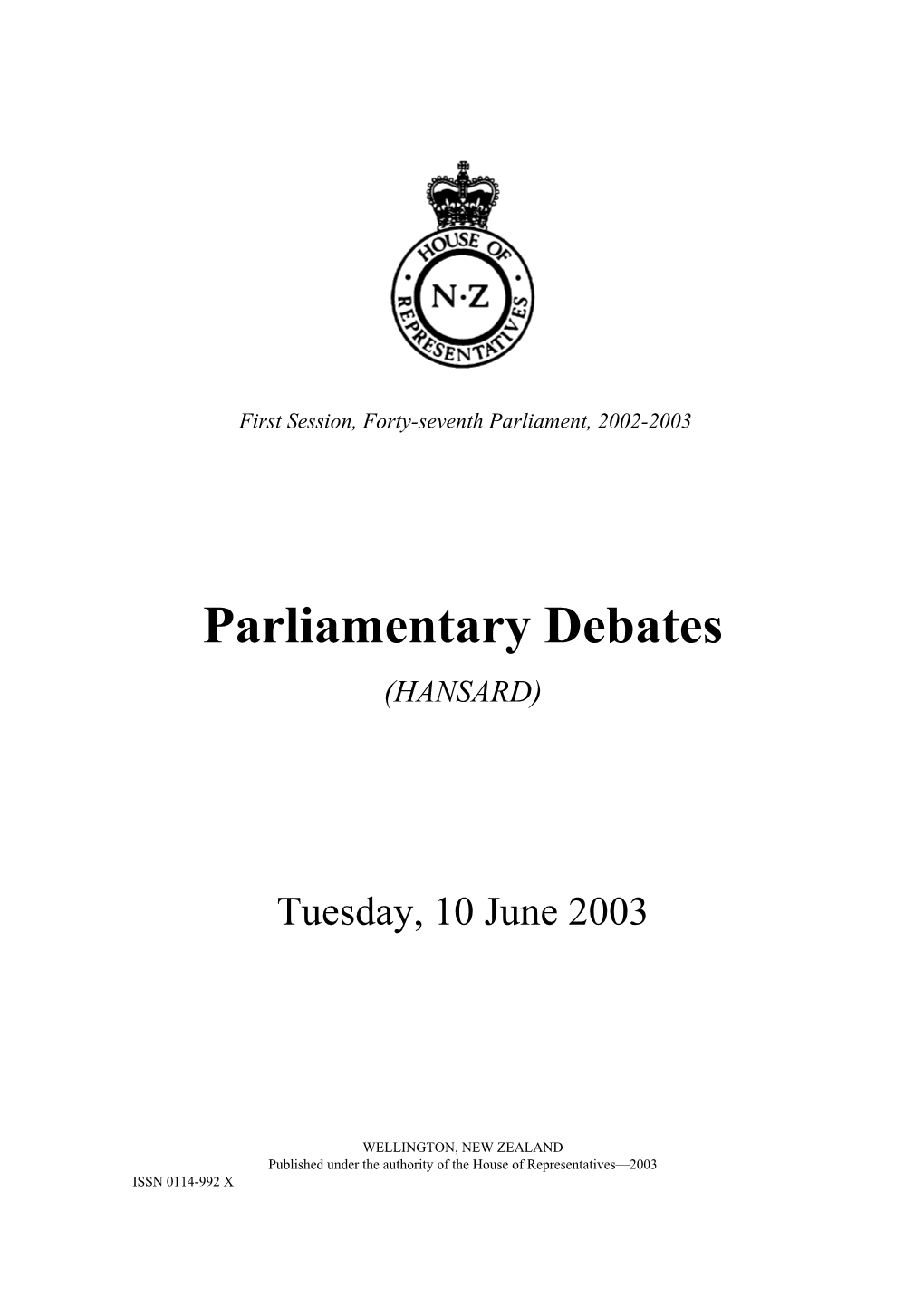 Parliamentary Debates (HANSARD)