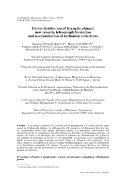 Global Distribution of Erysiphe Platani: New Records, Teleomorph Formation and Re-Examination of Herbarium Collections