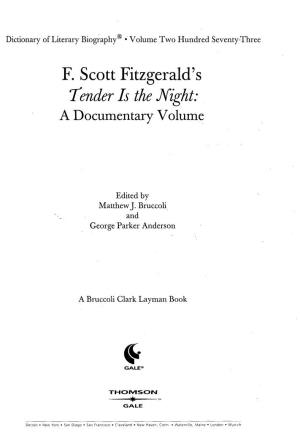 F. Scott Fitzgerald's Tender Is the Might: a Documentary Volume